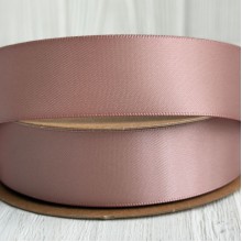 Двусторонняя атласная лента New (премиум), 2,5 см, кофейная, рулон 23 м