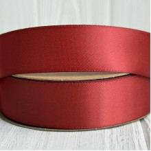 Двусторонняя атласная лента New (премиум), 2,5 см, карминовая, рулон 23 м