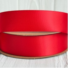 Двостороння атласна стрічка New (преміум), 2,5 см, світло-червона, рулон 23 м