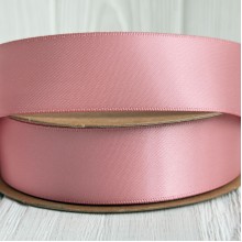 Двостороння атласна стрічка New (преміум), 2,5 см, пудрова, рулон 23 м