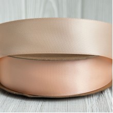 Двостороння атласна стрічка New (преміум), 2,5 см, персикова, рулон 23 м