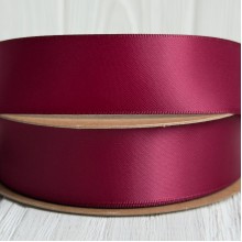 Двусторонняя атласная лента New (премиум), 2,5 см, винная, рулон 23 м