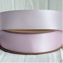 Двостороння атласна стрічка New (преміум), 2,5 см, сріблясто-рожева, рулон 23 м