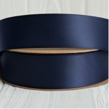 Двостороння атласна стрічка New (преміум), 2,5 см, сапфірова, рулон 23 м