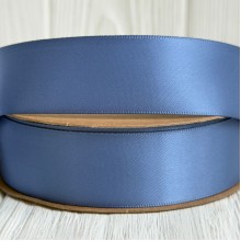 Двусторонняя атласная лента New (премиум), 2,5 см, дымчато-голубая, рулон 23 м