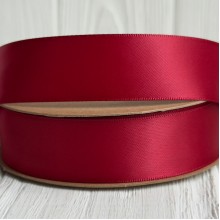Двостороння атласна стрічка New (преміум), 2,5 см, сангінова, рулон 23 м