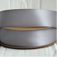 Двусторонняя атласная лента New (премиум), 2,5 см, серебряная, рулон 23 м