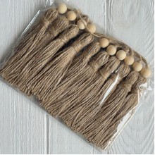 Кисточка декоративная с мешковины (D30196), 22 см, натуральная, упаковка 10 шт.