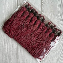 Кисточка декоративная с хлопка (D30196), 22 см, бордовая, упаковка 10 шт.