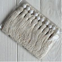 Кисточка декоративная с хлопка (D30196), 22 см, белая, упаковка 10 шт.