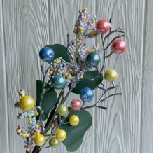 Ветка с ягодками (С30593), 38 см, зеленая с разноцветными ягодками, шт.