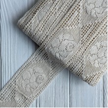 Кружево вязаное (6361-4033A), молочное, 10 см, рулон 23 м