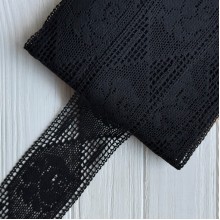 Кружево вязаное (6361-4033), черное, 10 см, рулон 23 м