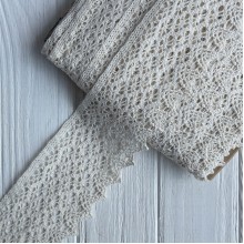 Кружево вязаное (D30258), молочное, 8,5 см, рулон 23 м