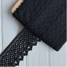 Мереживо в'язане (D30258), чорне, 8,5 см, рулон 23 м