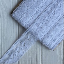 Кружево вязаное (D30257), белое, 6 см, рулон 23 м