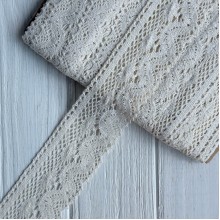 Мереживо в'язане (D30257), молочне, 6 см, рулон 23 м