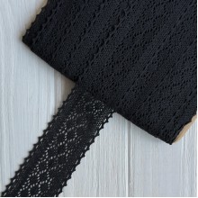 Кружево вязаное (D30255), черное, 6 см, рулон 23 м