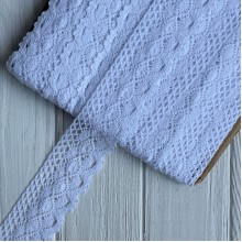 Кружево вязаное (D30259), белое, 5 см, рулон 23 м