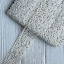 Кружево вязаное (D30259), молочное, 5 см, рулон 23 м