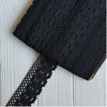 Кружево вязаное (D30259), черное, 5 см, рулон 23 м