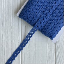 Кружево вязаное (D03401), темно-синее, 11 мм, рулон 45 м