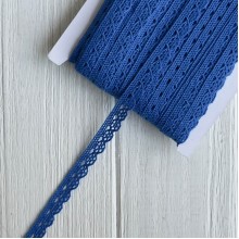 Кружево вязаное (D03501), темно-синее, 10 мм, рулон 45 м