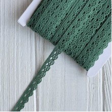 Кружево вязаное (D03501), темно-зеленое, 10 мм, рулон 45 м