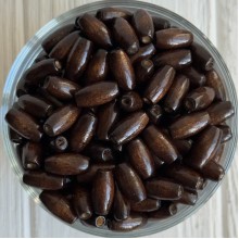 Деревянные бусины (овал), 15х7 мм, коричневые, упаковка 500 г