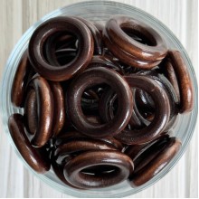 Деревянные бусины (кільце), 30 мм, коричневые, упаковка 100 шт