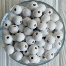 Деревянные бусины круглые, 14 мм, белые, упаковка 500 г