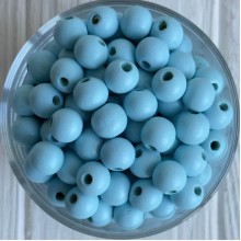 Деревянные бусины круглые, 16 мм, голубые, упаковка 500 г