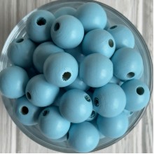 Деревянные бусины круглые, 18 мм, голубые, упаковка 500 г