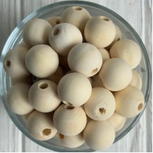 Деревянные бусины круглые, 18 мм, натуральные, упаковка 500 г