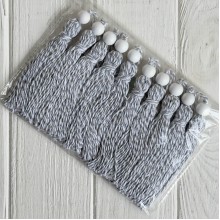 Кисточка декоративная с хлопка (D30196), 22 см, серо-белая, упаковка 10 шт.