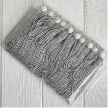 Кисточка декоративная с хлопка (D30196), 22 см, светло-серая, упаковка 10 шт.