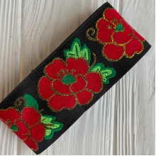 Тесьма вышиванка (мальвы), 5 см, красная с черным, рулон 9 м