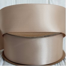 Атлас двусторонний (премиум), 3,8 см, бежевый, рулон 23 м