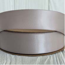 Двусторонняя атласная лента New (премиум), 2,5 см, бежево-серая, рулон 23 м
