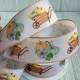 Осенняя лента с проволочным кантом, 6,3 см, молочная с тыквами и тачкой, рулон 18 м