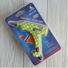 Клеевой термопистолет с выключателем с рисунком (Lanben), 20 W, под стержни 7 мм, оливковый с ромашками, шт.