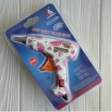 Клеевой термопистолет с выключателем с рисунком (Lanben), 20 W, под стержни 7 мм, белый с арбузиками, шт.