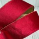 Лента бархатная с проволокой, 6,3 см, красная, рулон 9 м