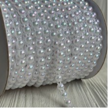 Лента-бусинка (I30399), белый перламутр, 6 мм, катушка 25 м