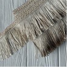 Тесьма с бахромой (D30316), 7 см, ванильно-бежевая, рулон 13 м