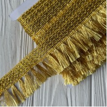 Тесьма с бахромой (D30309), 5 см, золото, рулон 13 м