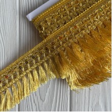 Тесьма с бахромой (D30082), 6,5 см, золото, рулон 13 м