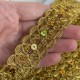 Тесьма с паетками (D30268), 2,8 см, золото, рулон 13 м