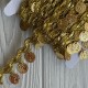 Тесьма с монетками (D30312), 3,3 см, золото, рулон 13 м