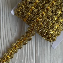 Тесьма с паетками (D30271), 2 см, золото, рулон 13 м